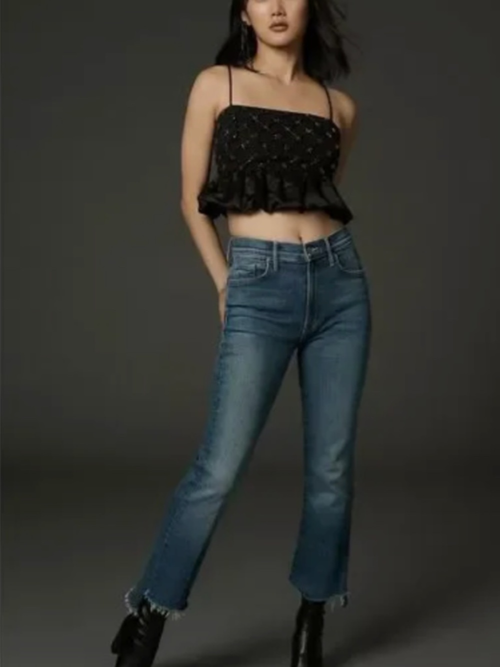 Lil Mother Denim lil insider Crop Step Fray, Work Hard Play Hard, 29 Petite